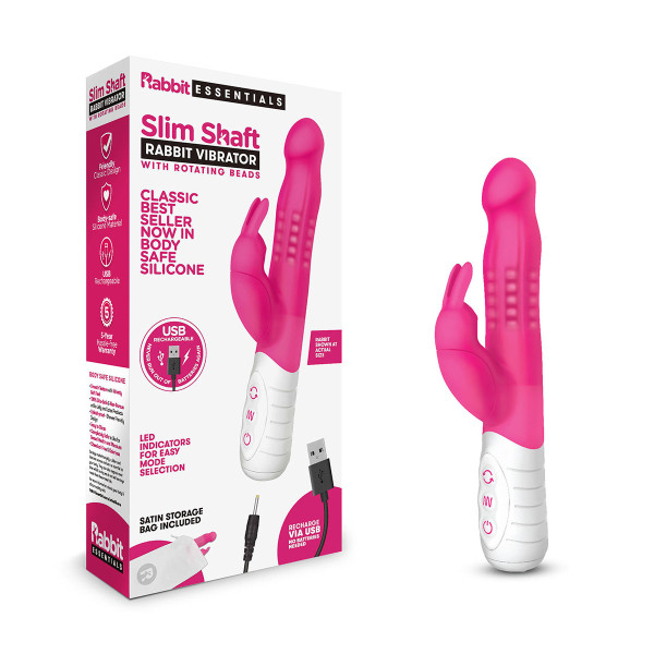 Тонкий кролик-вибратор SLIM SHAFT RABBIT розовый