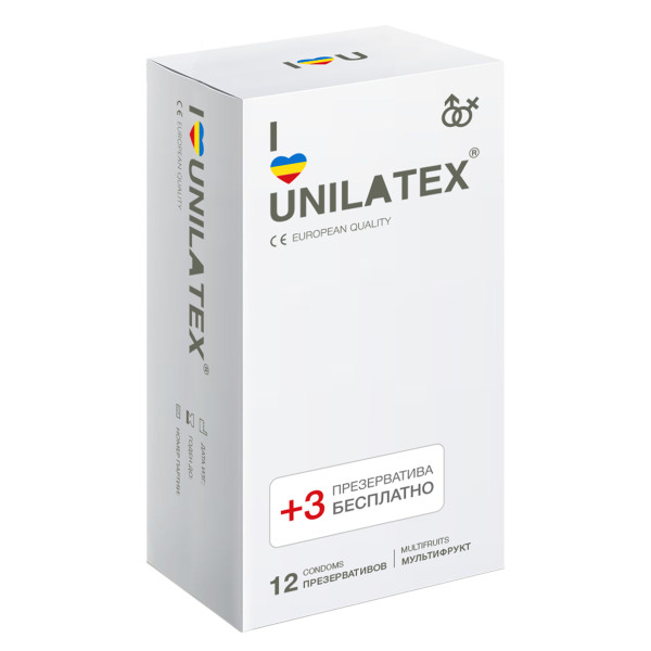 Мультифруктовые презервативы Unilatex® Multifruit 1 уп (12+3 шт)