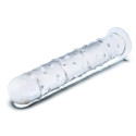 Прямой стеклянный фаллос с массажным рельефом 10" EXTRA LARGE GLASS DILDO