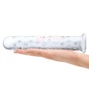 Прямой стеклянный фаллос с массажным рельефом 10" EXTRA LARGE GLASS DILDO