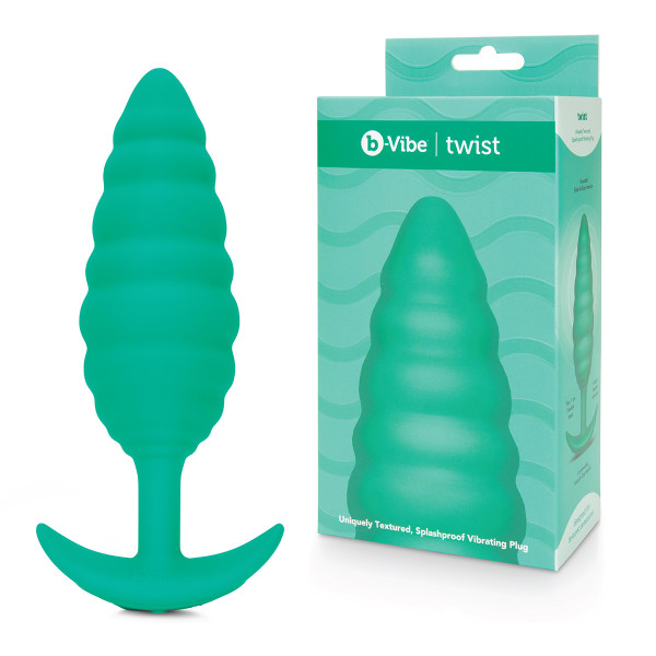 Ребристый текстурированный анальный плаг с вибрацией от b-Vibe Twist