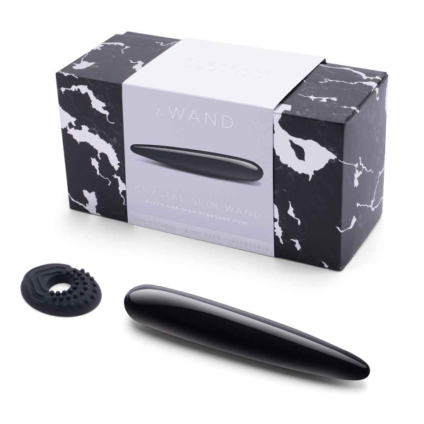 Массажер тонкий le WAND Crystal Slim Wand черный обсидиан