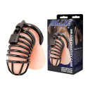 Металлическая черная клетка с замком для сексуальных пыток члена Deluxe Chastity Cage