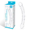 Фаллоимитатор двусторонний прозрачный текстурный 12 in Girthy Double Trouble Glass Dildo
