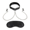 Зажимы для сосков с ошейником и маской на глаза Collar And Nipple Clips