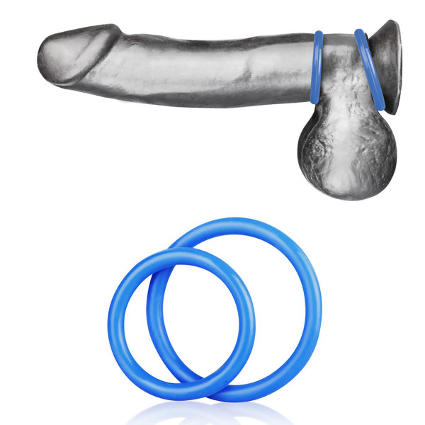Набор из двух голубых силиконовых колец разного диаметра SILICONE COCK RING SET