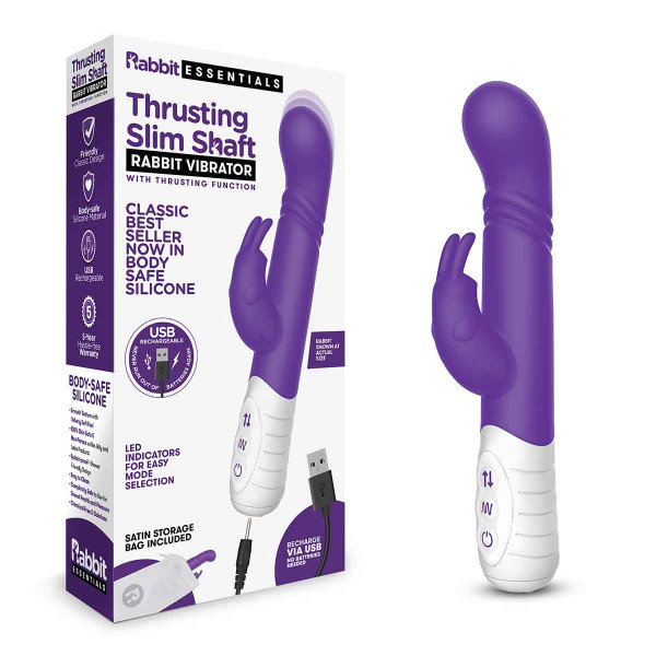 Небольшой тонкий фиолетовый массажер для G-точки SLIM SHAFT THRUSTING G-SPOT RABBIT