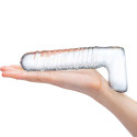 Фаллоимитатор прозрачный с мошонкой 8in REALISTIC RIBBED GLASS DILDO