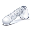 Фаллоимитатор прозрачный с мошонкой 8in REALISTIC RIBBED GLASS DILDO