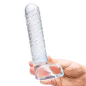 Фаллоимитатор прозрачный с мошонкой 8in REALISTIC RIBBED GLASS DILDO