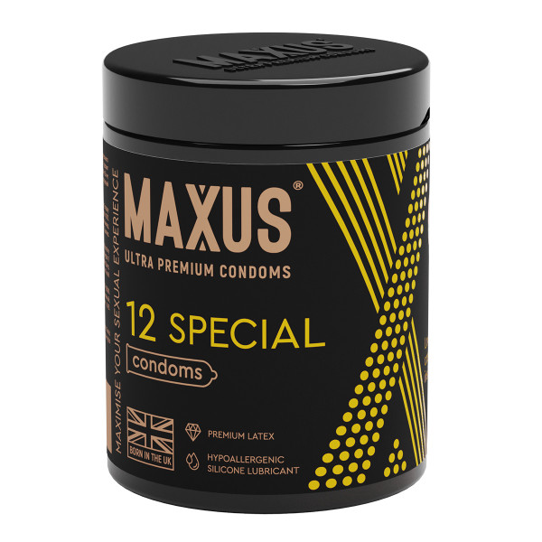 Презервативы в пластиковом контейнере точечно-ребристые MAXUS Special X-Edition - 1 уп (12 шт)