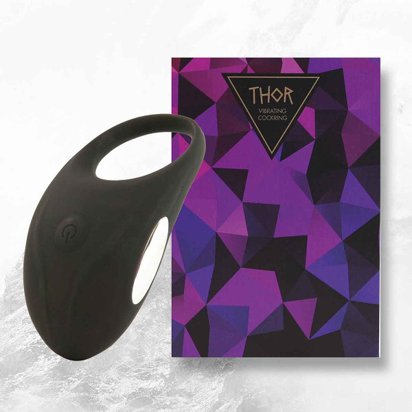 Кольцо эрекционное с вибрацией Thor Cockring Black черное
