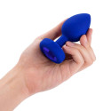 Вибрирующая втулка Vibrating Jewel Plug L/XL цвета синий сапфир