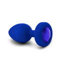 Вибрирующая втулка Vibrating Jewel Plug L/XL цвета синий сапфир
