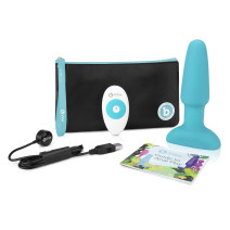 Анальная премиум-пробка с римминг эффектом B-Vibe Rimming Plug голубая