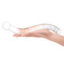 Изящный фаллоимитатор с рельефом 11 in Glass Pelvic Wand Double Ended