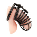 Металлическая черная клетка с замком для сексуальных пыток члена Deluxe Chastity Cage