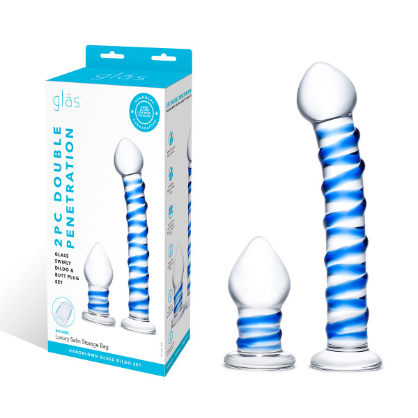 Сет из 2-х стеклянных игрушек SWIRLY DILDO & BUTTPLUG SET