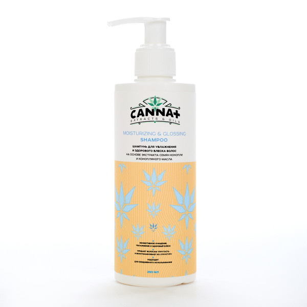Разглаживающий шампунь для блеска CANNA+ Moisturizing & Glossing Shampoo 250 мл