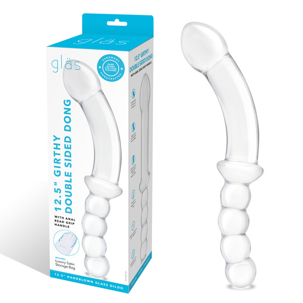 Анально-вагинальный фаллоимитатор 12,5 in Girthy Double Sided Dong With Anal Bead Grip Handle