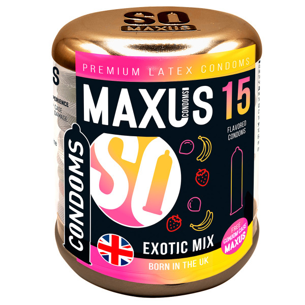 Презервативы цветные и ароматизированные MAXUS Exotic Mix №15 в большом кейсе - 1 уп (15 шт)