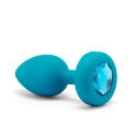 Вибрирующая втулка Vibrating Jewel Plug S/M бирюзового цвета