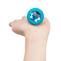 Вибрирующая втулка Vibrating Jewel Plug S/M бирюзового цвета