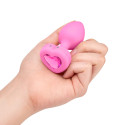 Анальный розовый плаг с кристаллом-сердцем VIBRATING HEART SHAPE JEWEL PLUG S/M