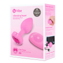 Анальный розовый плаг с кристаллом-сердцем VIBRATING HEART SHAPE JEWEL PLUG S/M