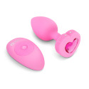 Анальный розовый плаг с кристаллом-сердцем VIBRATING HEART SHAPE JEWEL PLUG S/M