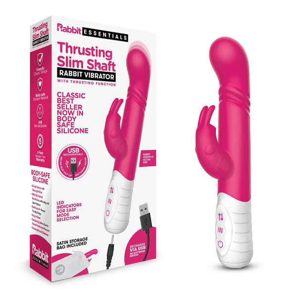 Небольшой тонкий розовый массажер для G-точки SLIM SHAFT THRUSTING G-SPOT RABBIT