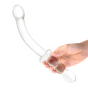 Фаллоимитатор двусторонний 12 in Girthy Ribbed G-Spot Glass Dildo With Handle Grip Double Ended