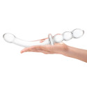 Фаллоимитатор двусторонний 12 in Girthy Ribbed G-Spot Glass Dildo With Handle Grip Double Ended