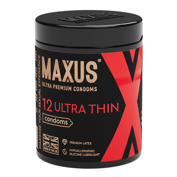 Презервативы в пластиковом контейнере ультратонкие MAXUS Ultra Thin X-Edition - 1 уп (12 шт)