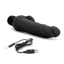 Реалистичный черный вибратор с клиторальным стимулятором 7" Realistic Vibrator