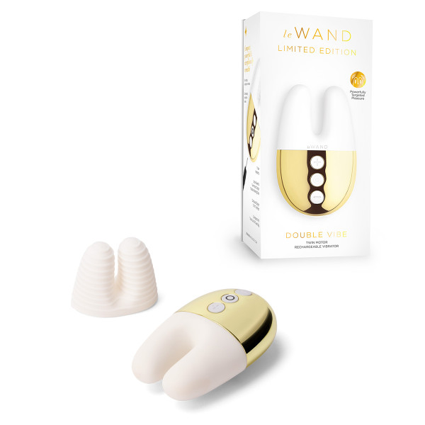 Массажер с двойной вибрацией le WAND Double Vibe белое золото