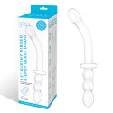 Фаллоимитатор двусторонний 12 in Girthy Ribbed G-Spot Glass Dildo With Handle Grip Double Ended
