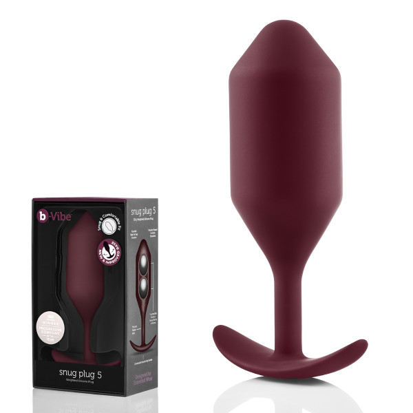 Профессиональная пробка для ношения B-vibe Snug Plug 5 бордо