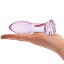 Нежно-розовый анальный плаг из стекла Rosebud