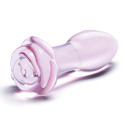 Нежно-розовый анальный плаг из стекла Rosebud