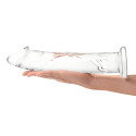 Рельефный большой стимулятор из стекла 12 in Glass Dildo With Veins & Flat Base
