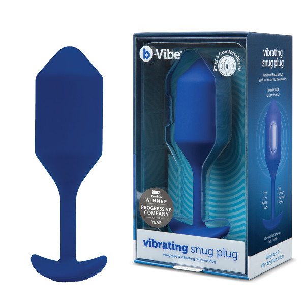 Профессиональная пробка для ношения с вибрацией синяя B-Vibe Vibrating Snug Plug 4