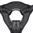 Черные трусы для страпона из эко-кожи Leather Bondage Gear