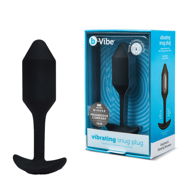 Профессиональная пробка для ношения с вибрацией черная B-Vibe Vibrating Snug Plug 2