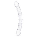 Фаллоимитатор двусторонний прозрачный текстурный 12 in Girthy Double Trouble Glass Dildo