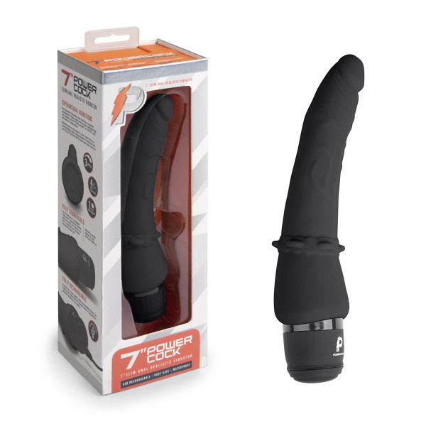 Тонкий анальный массажер 7" Slim Anal Realistic Vibrator черный