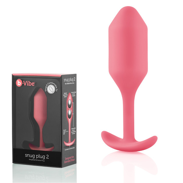 Профессиональная пробка для ношения B-vibe Snug Plug 2 коралловая
