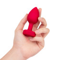 Анальный алый плаг с кристаллом-сердцем VIBRATING HEART SHAPE JEWEL PLUG M/L