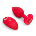 Анальный алый плаг с кристаллом-сердцем VIBRATING HEART SHAPE JEWEL PLUG M/L