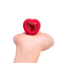Анальный алый плаг с кристаллом-сердцем VIBRATING HEART SHAPE JEWEL PLUG M/L
